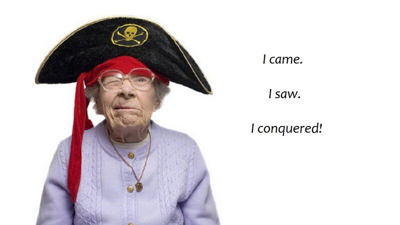 Elderly Woman in Pirate Hat