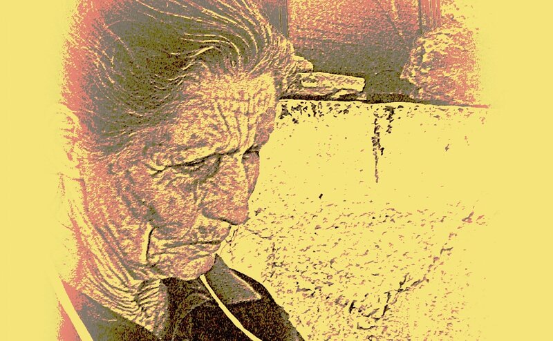 elderly woman in profile