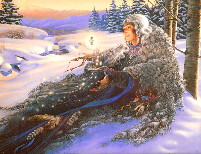Elderly Woman in Snow