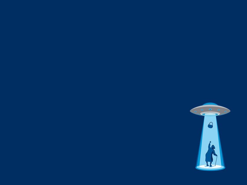 Elderly Woman in UFO Beam — Blue