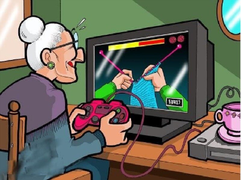 Elderly Woman Knitting