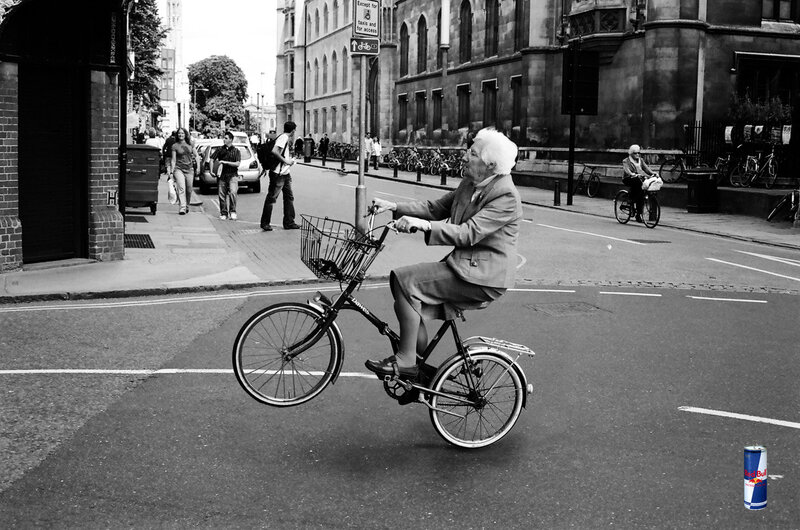 Elderly Woman on Bicycle