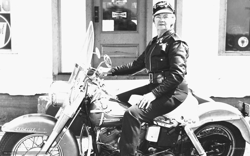 Elderly Woman on Motorcycle