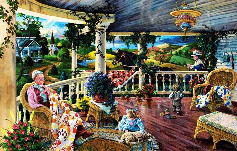 Elderly Woman on Porch