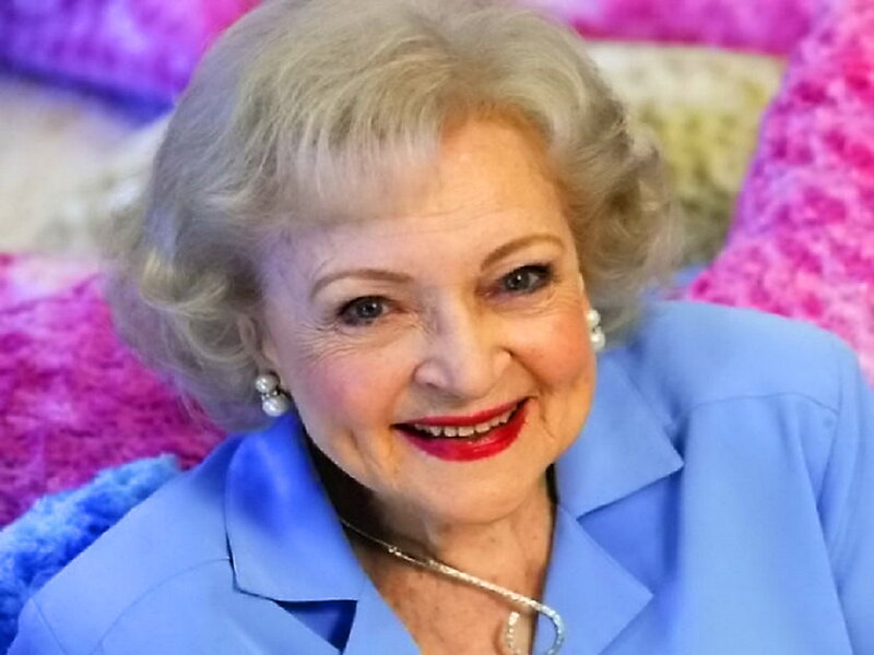 Elderly Woman Smiling — Blue