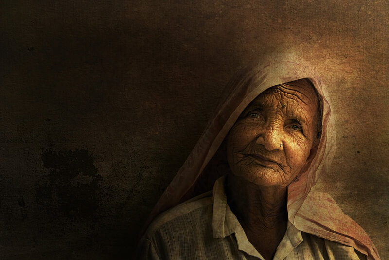 Elderly Woman with Headscarf