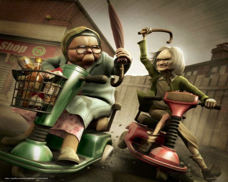 Elderly Women on Scooters