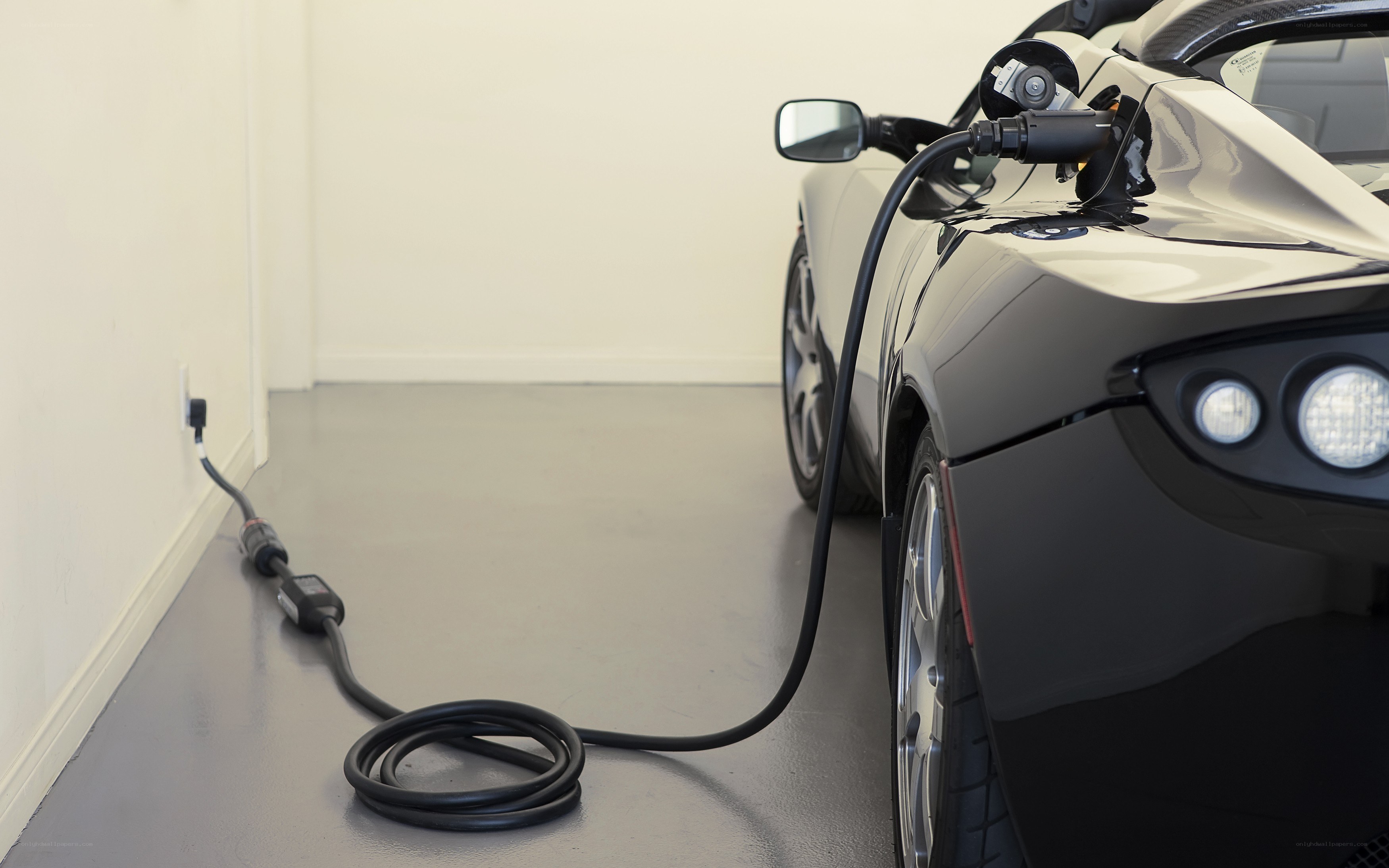 Electric car charging in garage