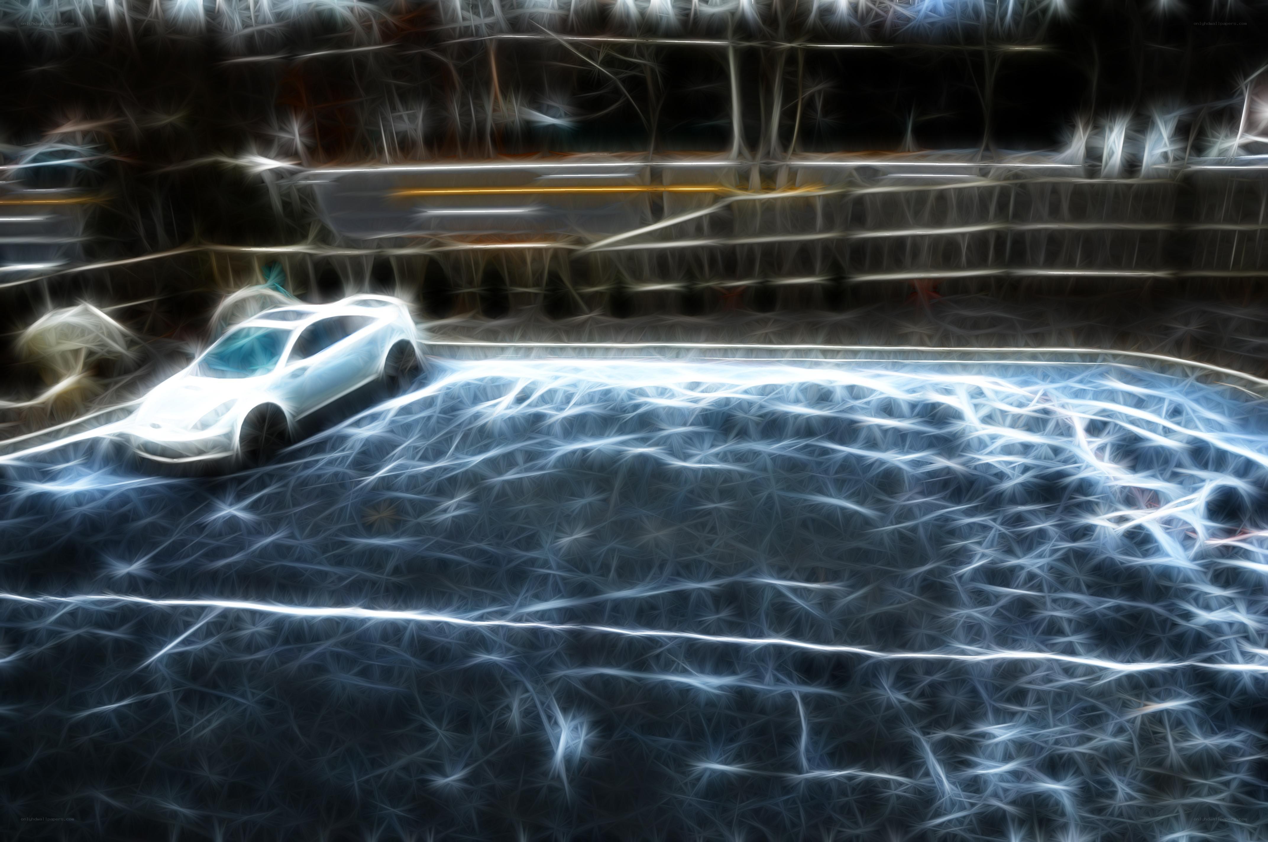 Electric car on a digital road