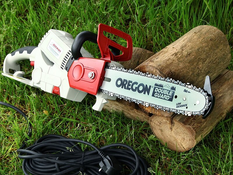 Electric Chainsaw on Log