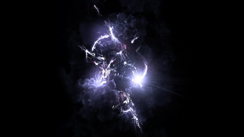 electric explosion in dark sky