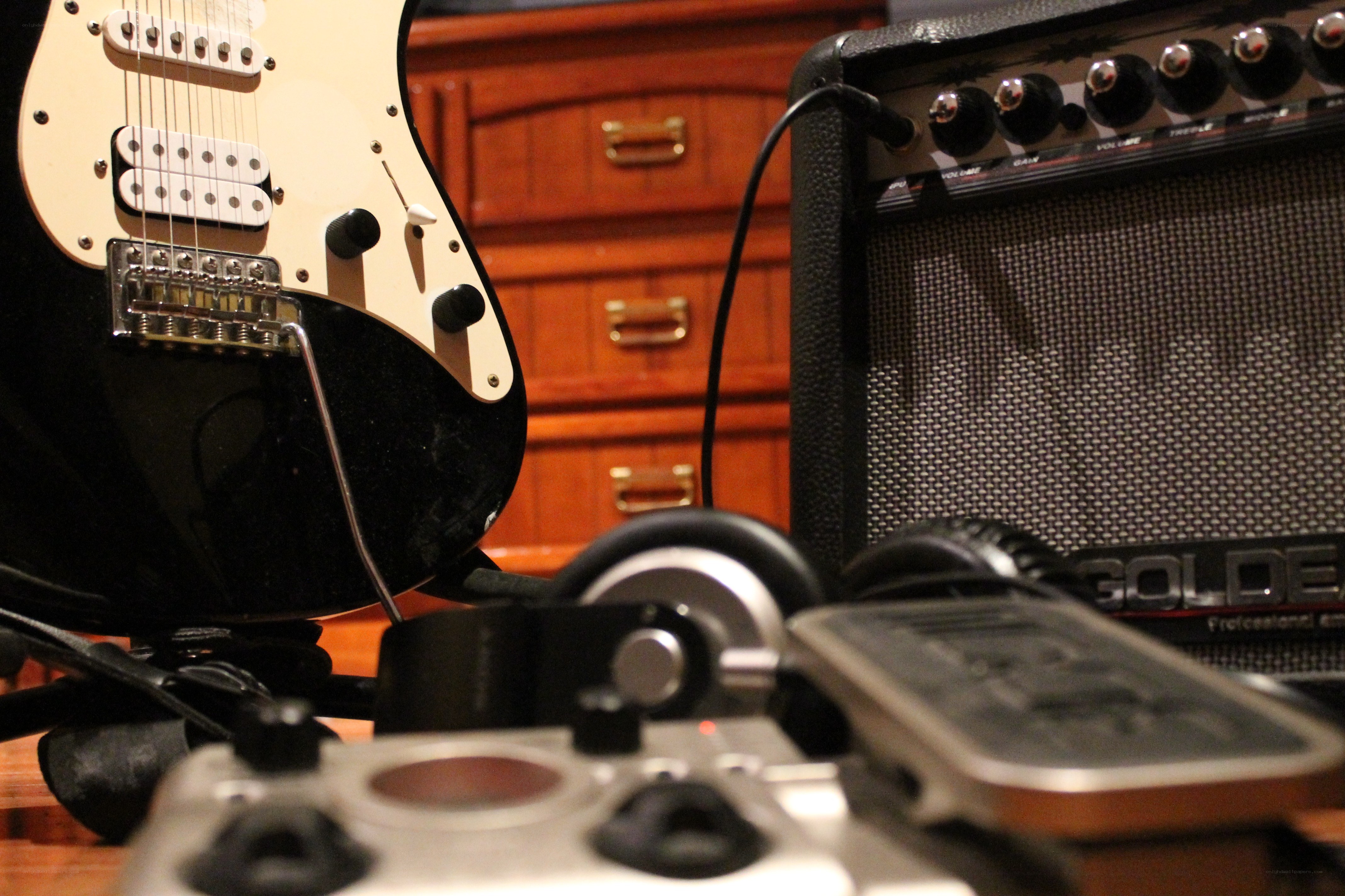 electric guitar and amp setup