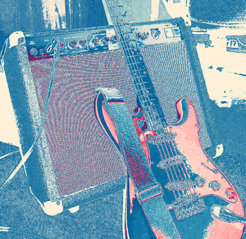 Electric Guitar and Amplifier — Blue