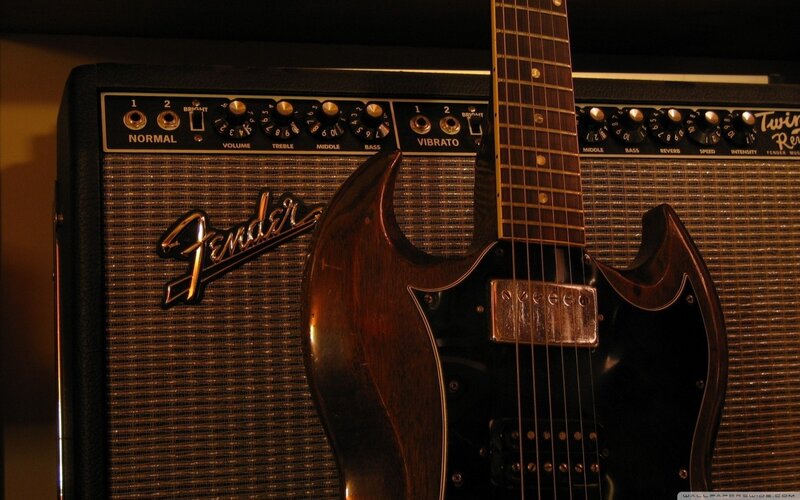 Electric Guitar and Amplifier — Brown
