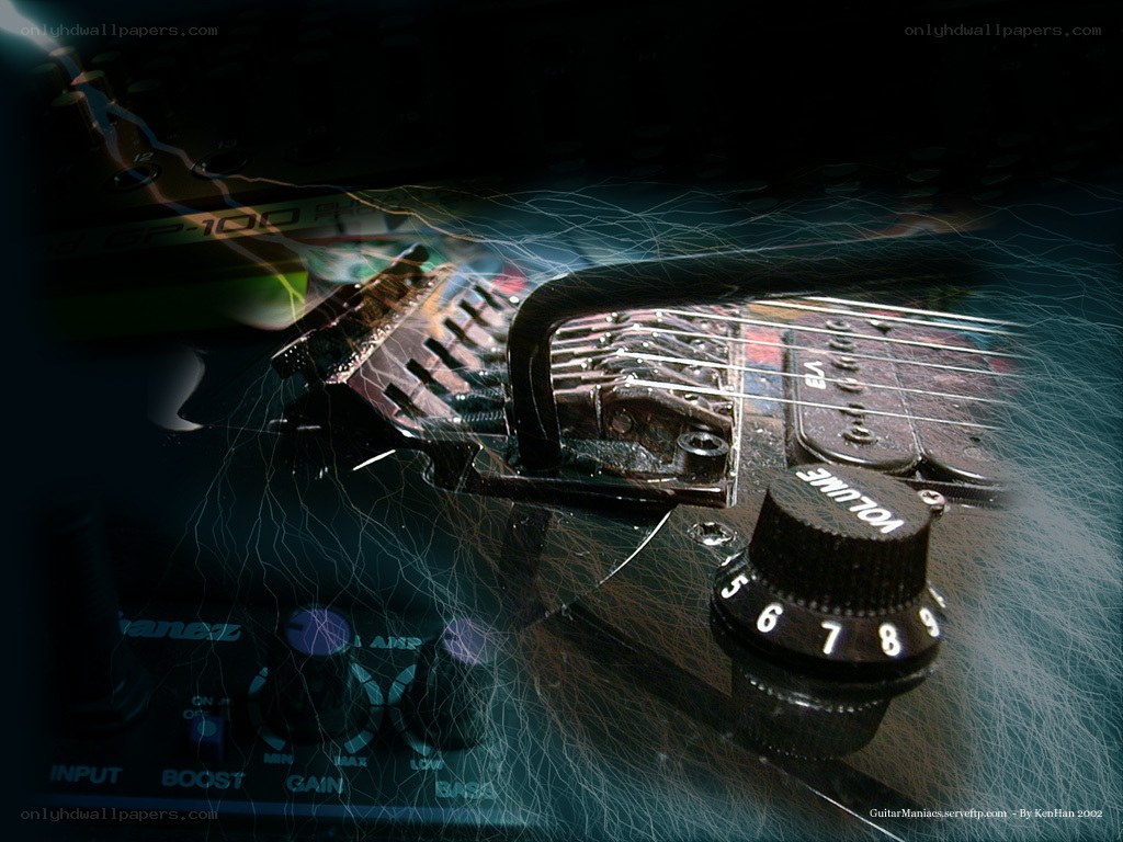 Electric guitar and amplifier close-up
