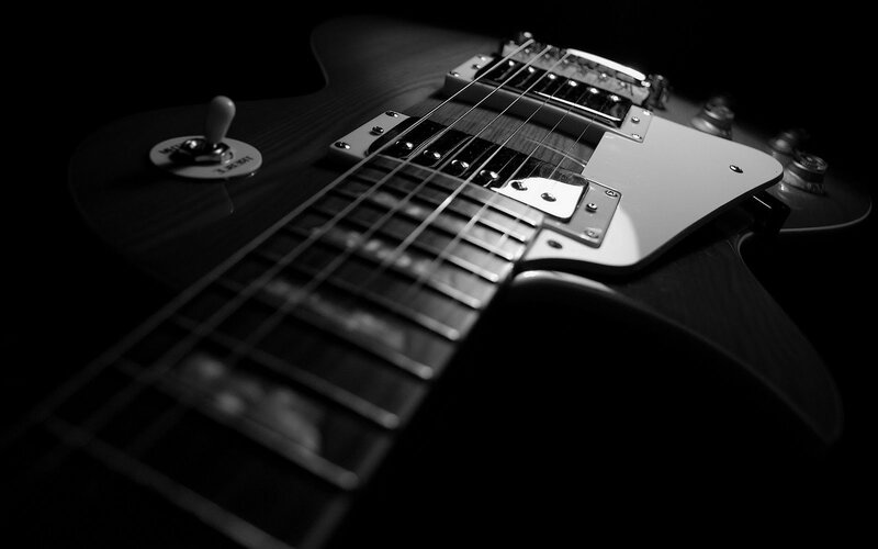 Electric Guitar Body — Black, Dramatic, Photograph, Strings, Pickups