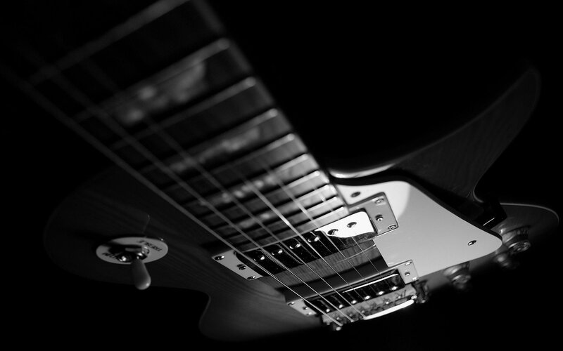 Electric Guitar Body — Black, Dramatic, Photograph