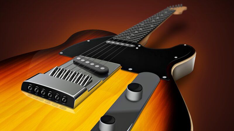 Electric Guitar — Brown, Dramatic, 3d Render