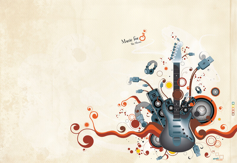 Electric Guitar Collage — Beige
