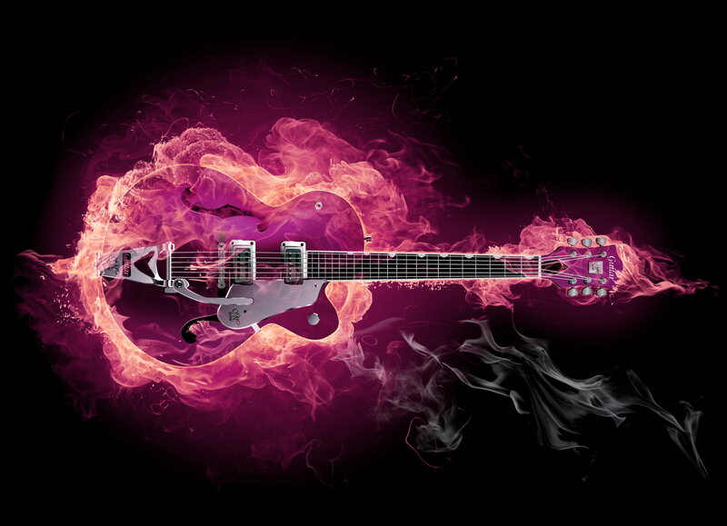 Electric guitar in flames