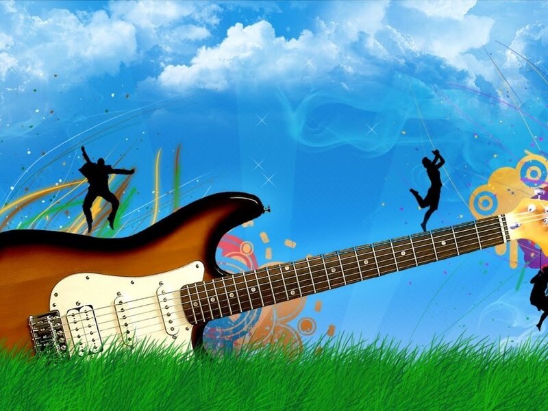 Electric Guitar in Grass — Blue