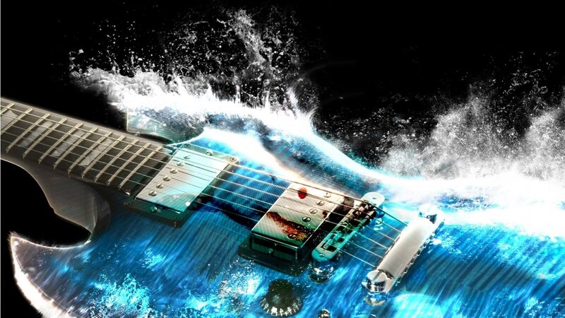 Electric Guitar in Water — Blue