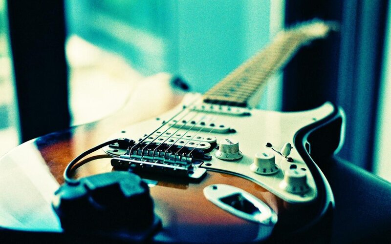 electric guitar on a table