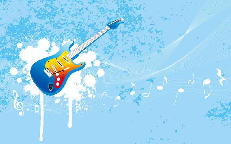 Electric Guitar on Blue Background