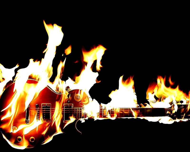 Electric guitar on fire