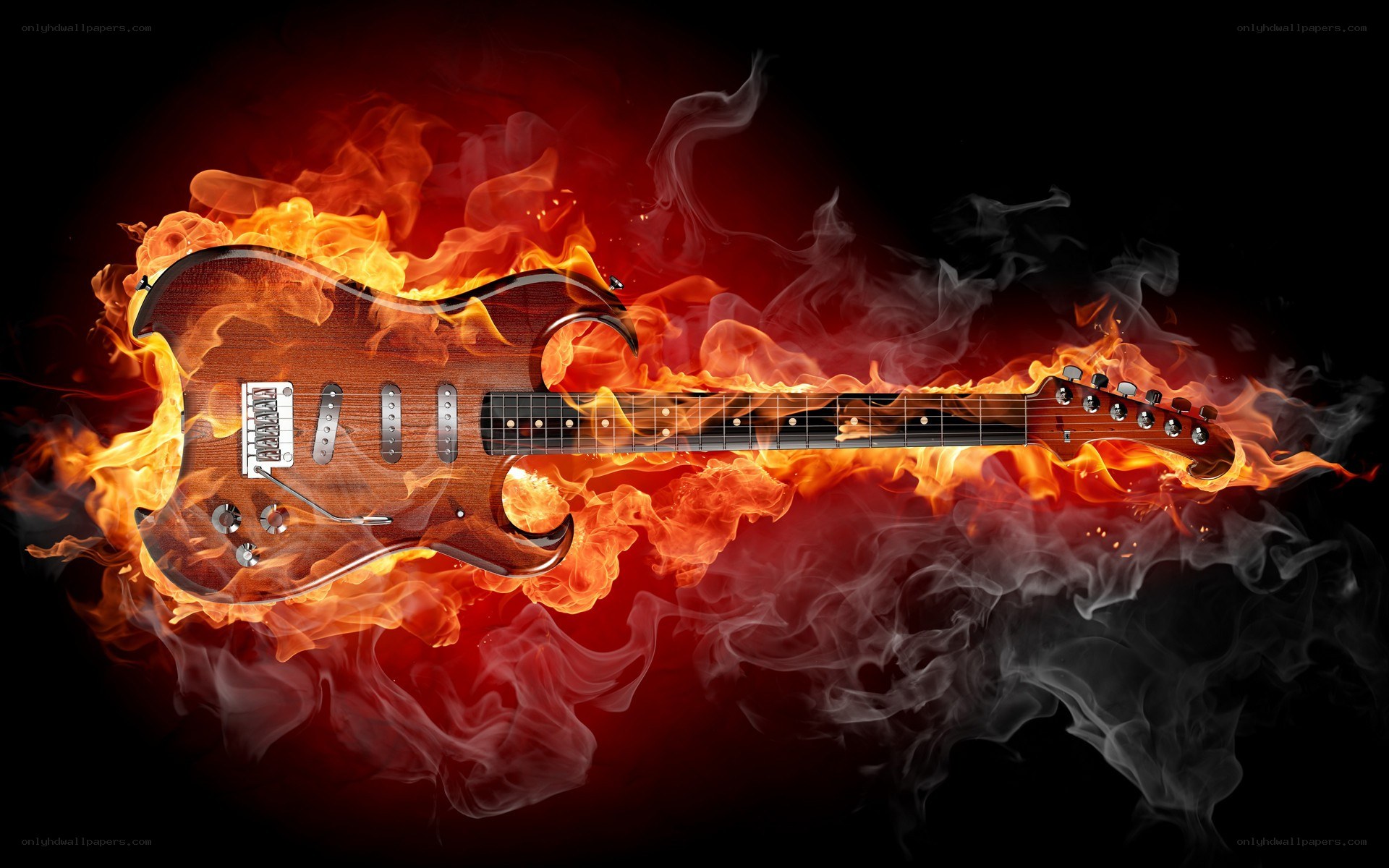 Electric guitar on fire