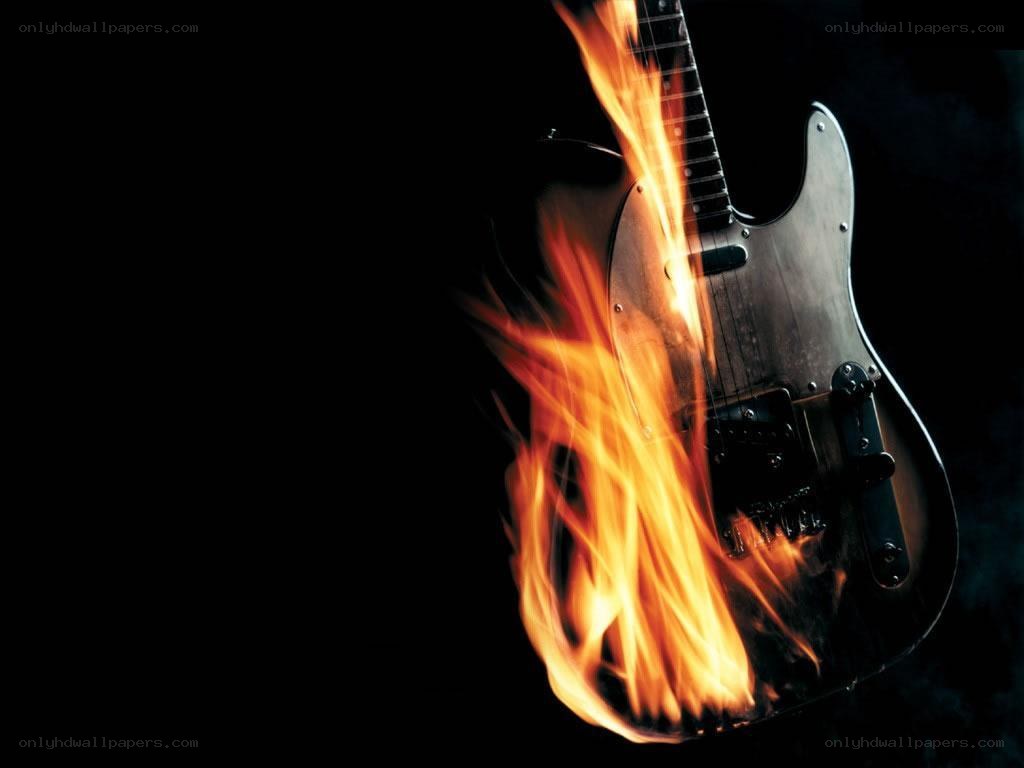 Electric guitar on fire