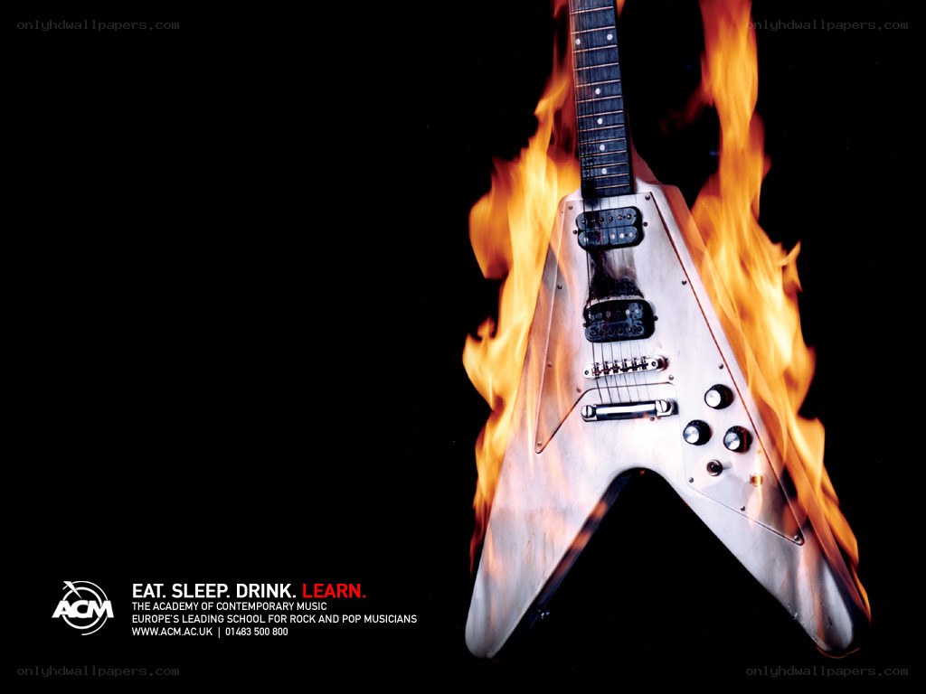 Electric guitar on fire