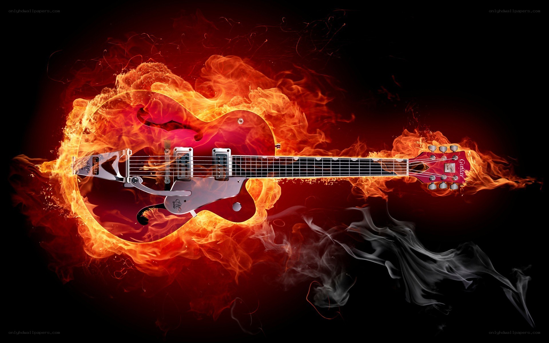 Electric guitar on fire