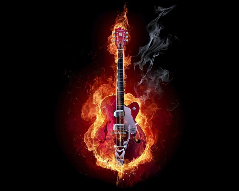 Electric Guitar on Fire — Flames