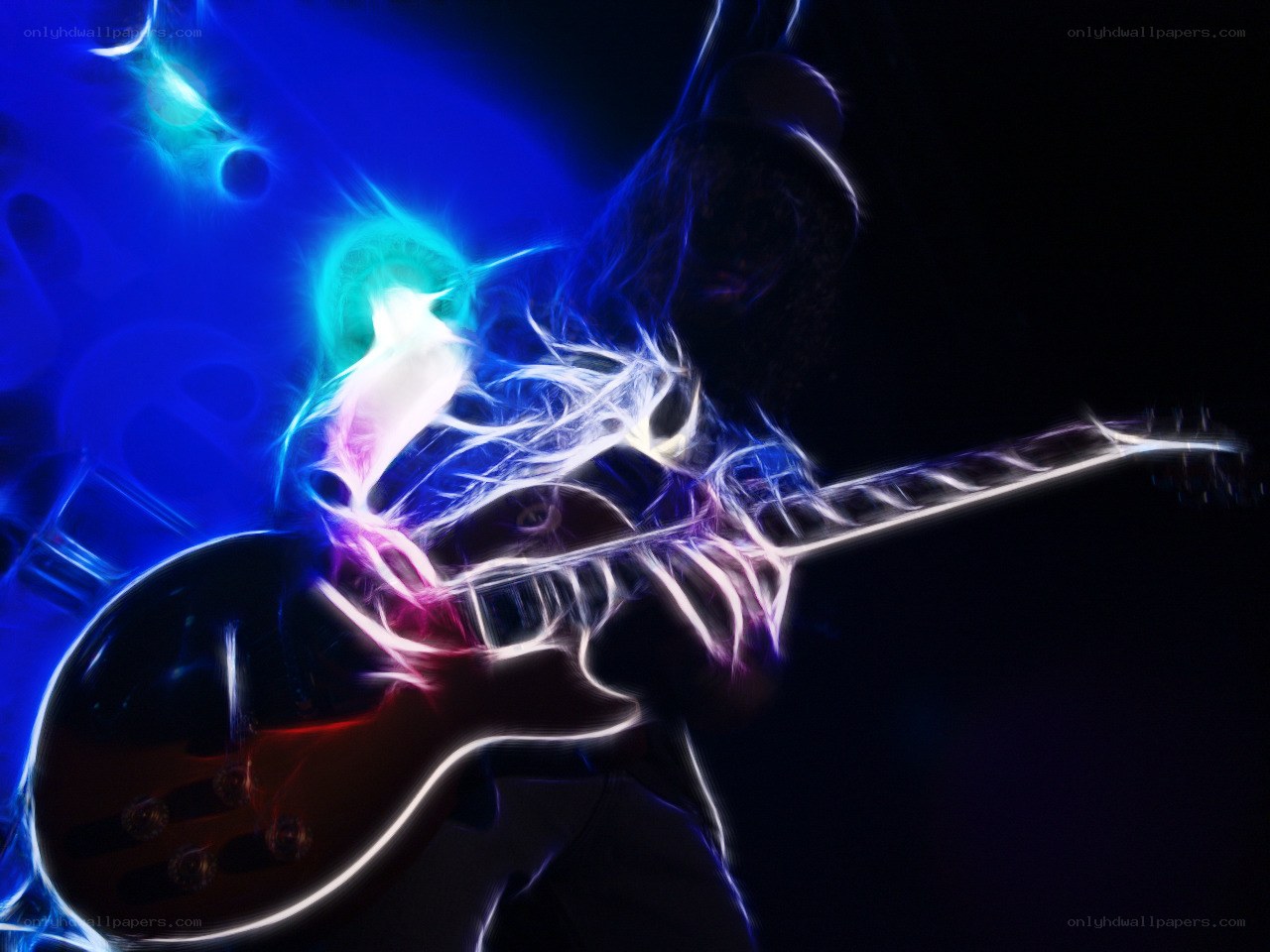 Electric guitar player in motion