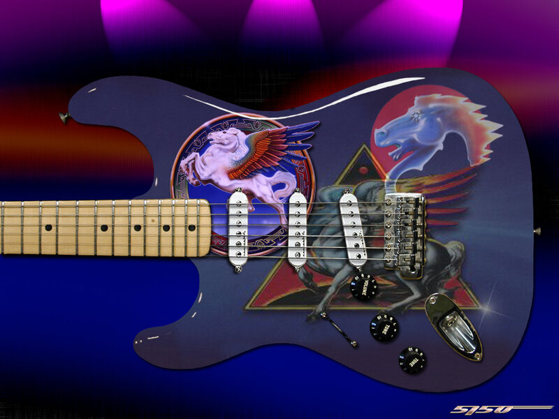 Electric Guitar with Artwork — Blue