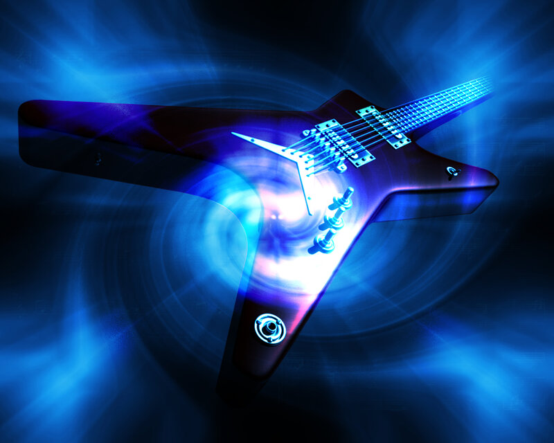 Electric Guitar with Blue Light — Energetic