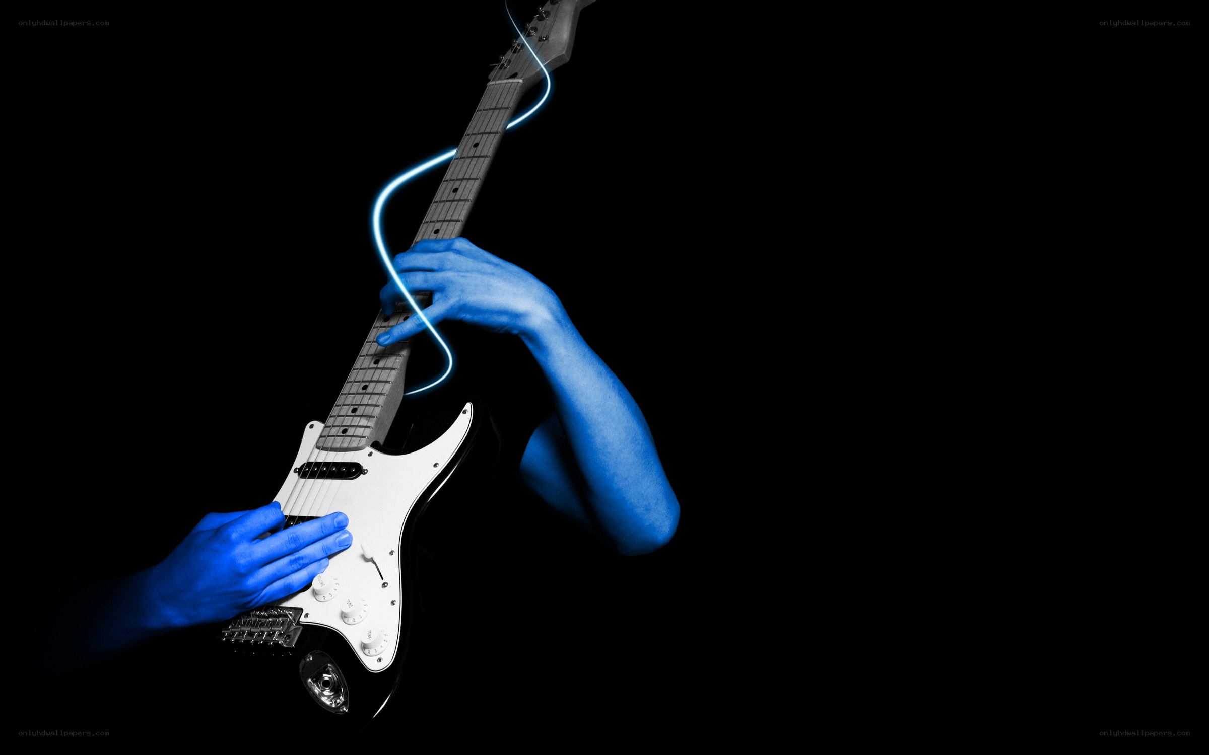 electric guitar with blue light
