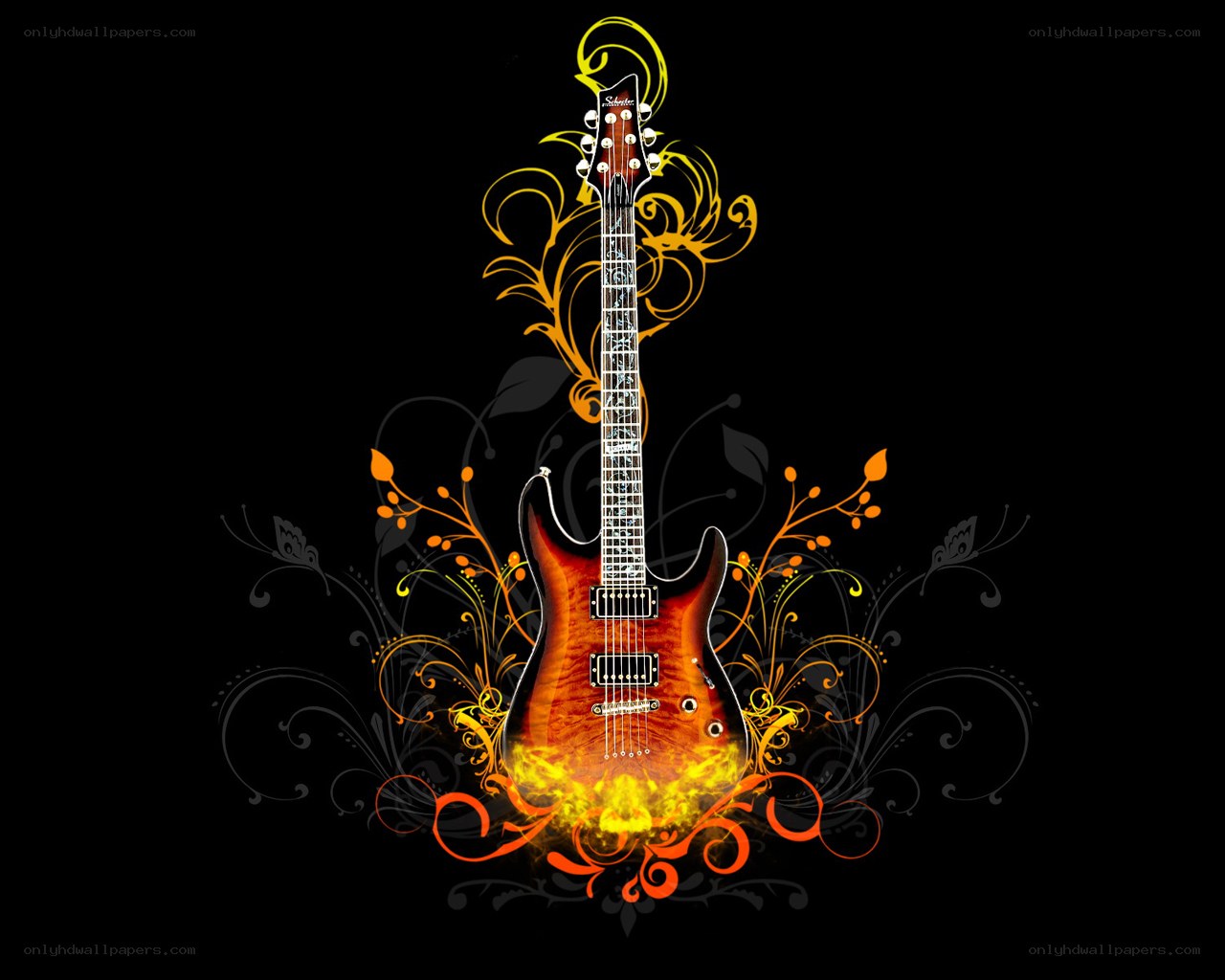 Electric guitar with flame design