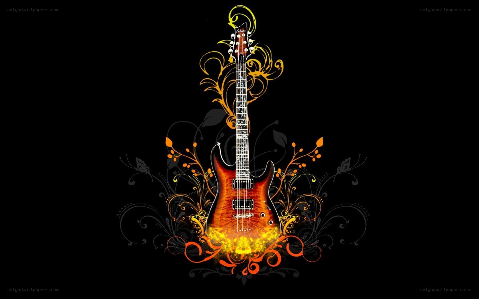 Electric guitar with flame design