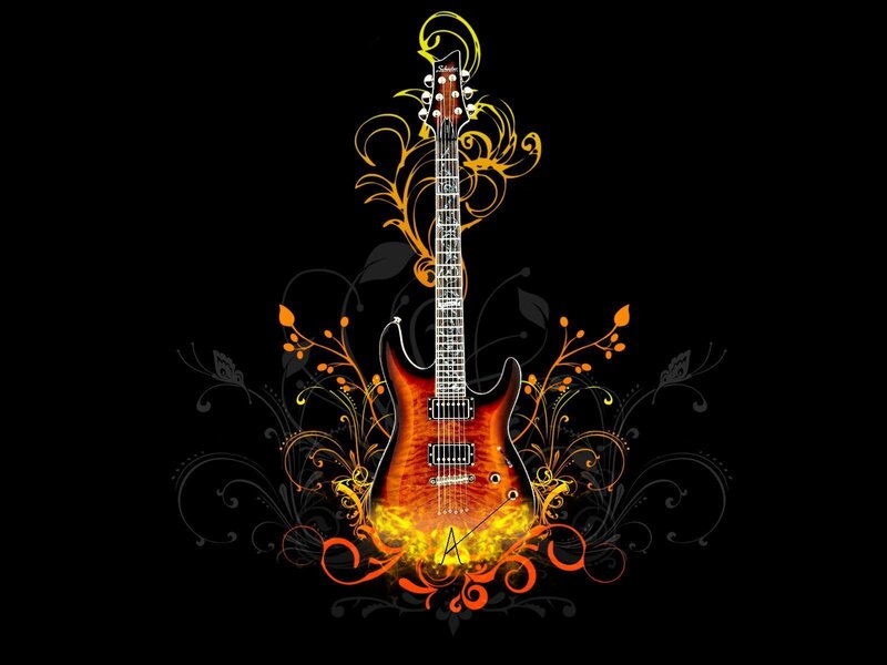 Electric guitar with flame design
