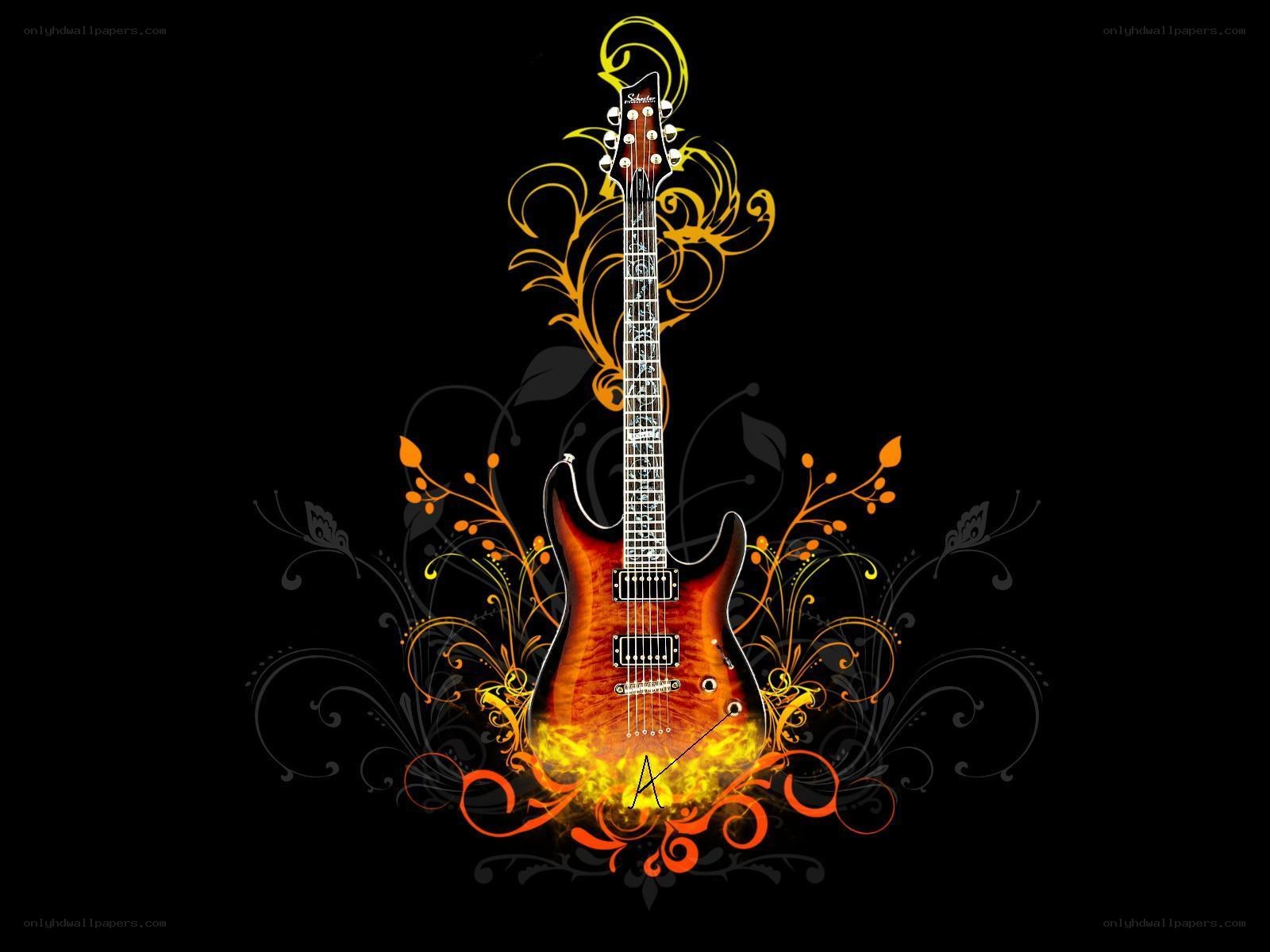 Electric guitar with flame design