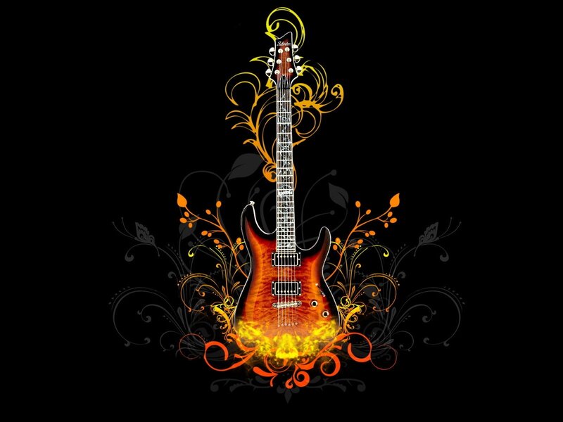 Electric guitar with flame design