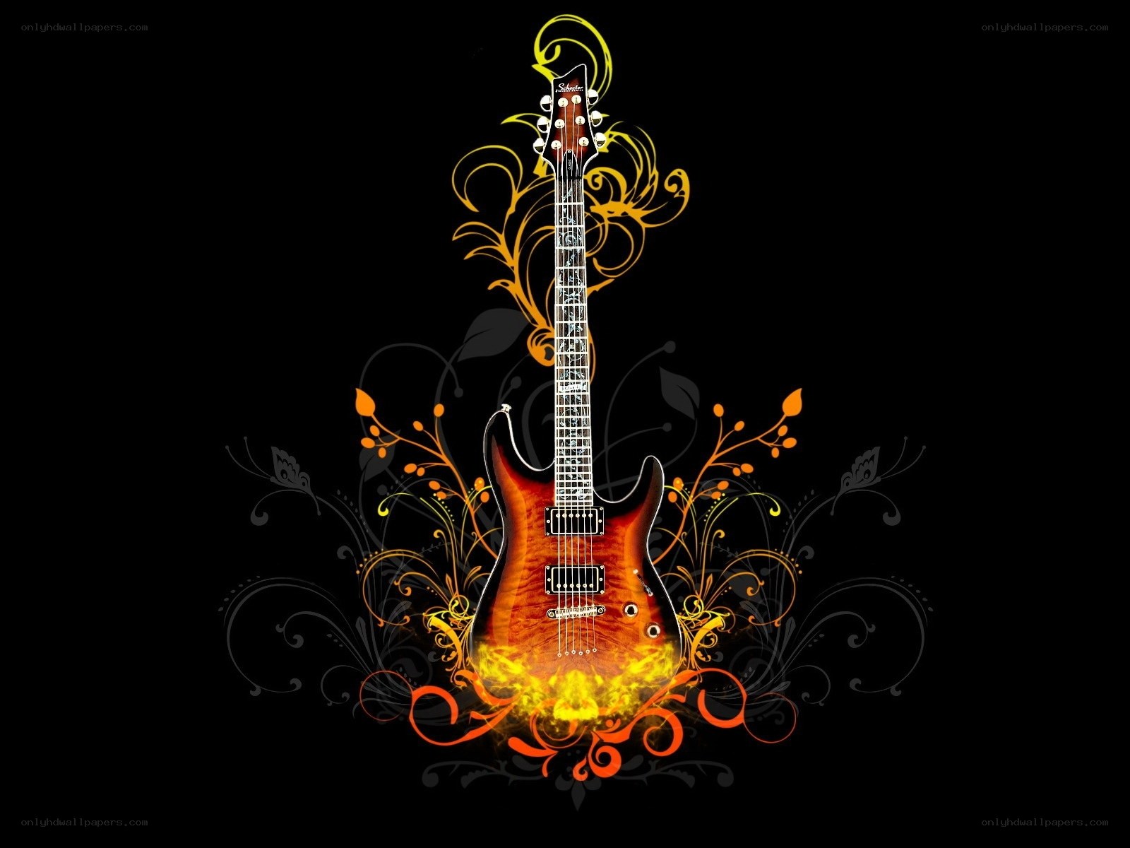 Electric guitar with flame design