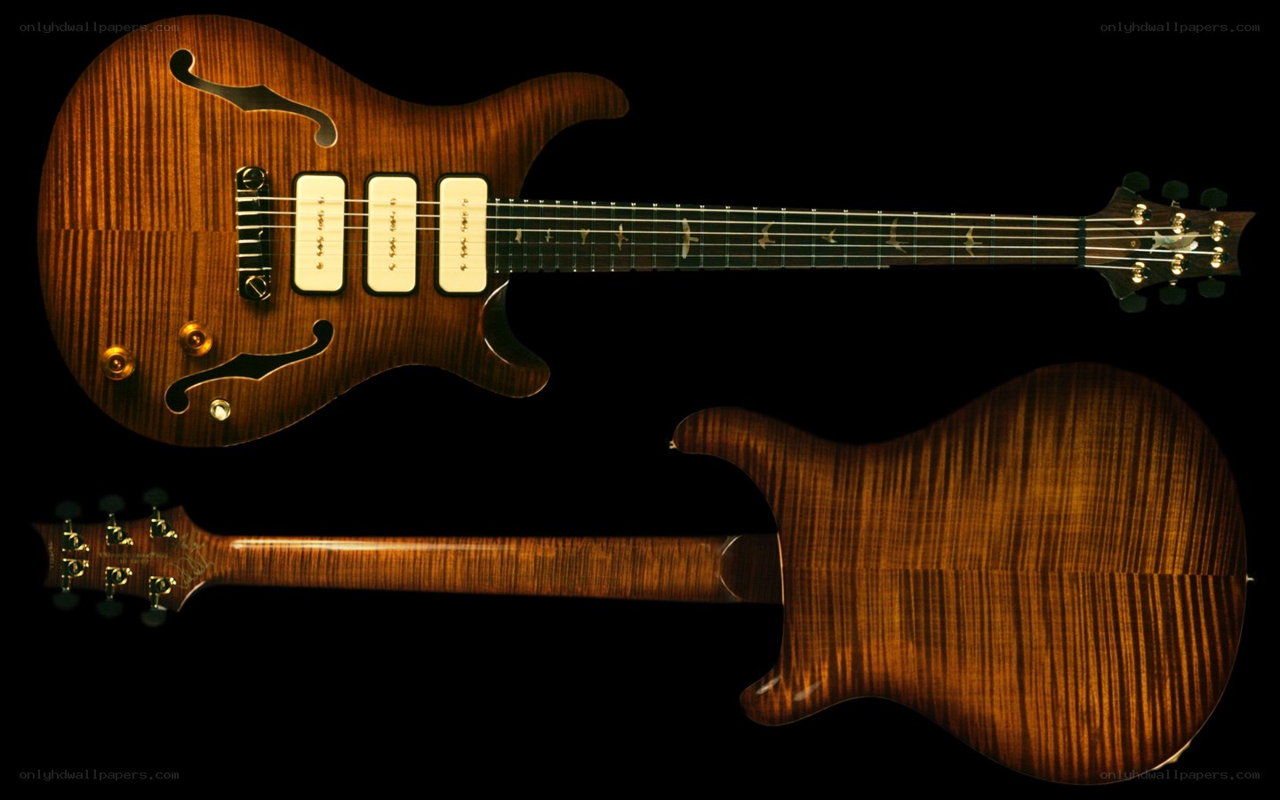 Electric guitar with flame maple top
