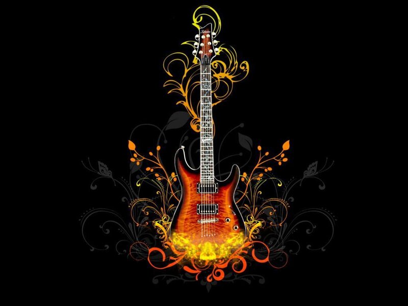 Electric guitar with floral design