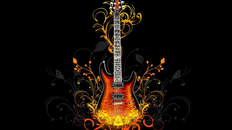 Electric guitar with floral design