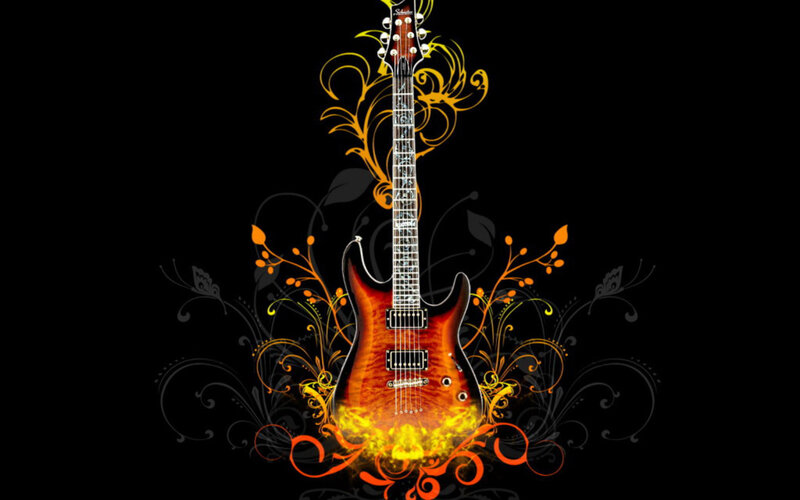 Electric guitar with floral design