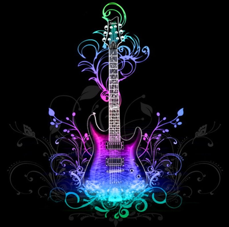 Electric Guitar with Floral Design — Purple