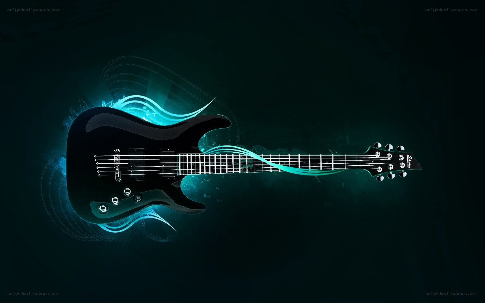 Electric guitar with glowing effects